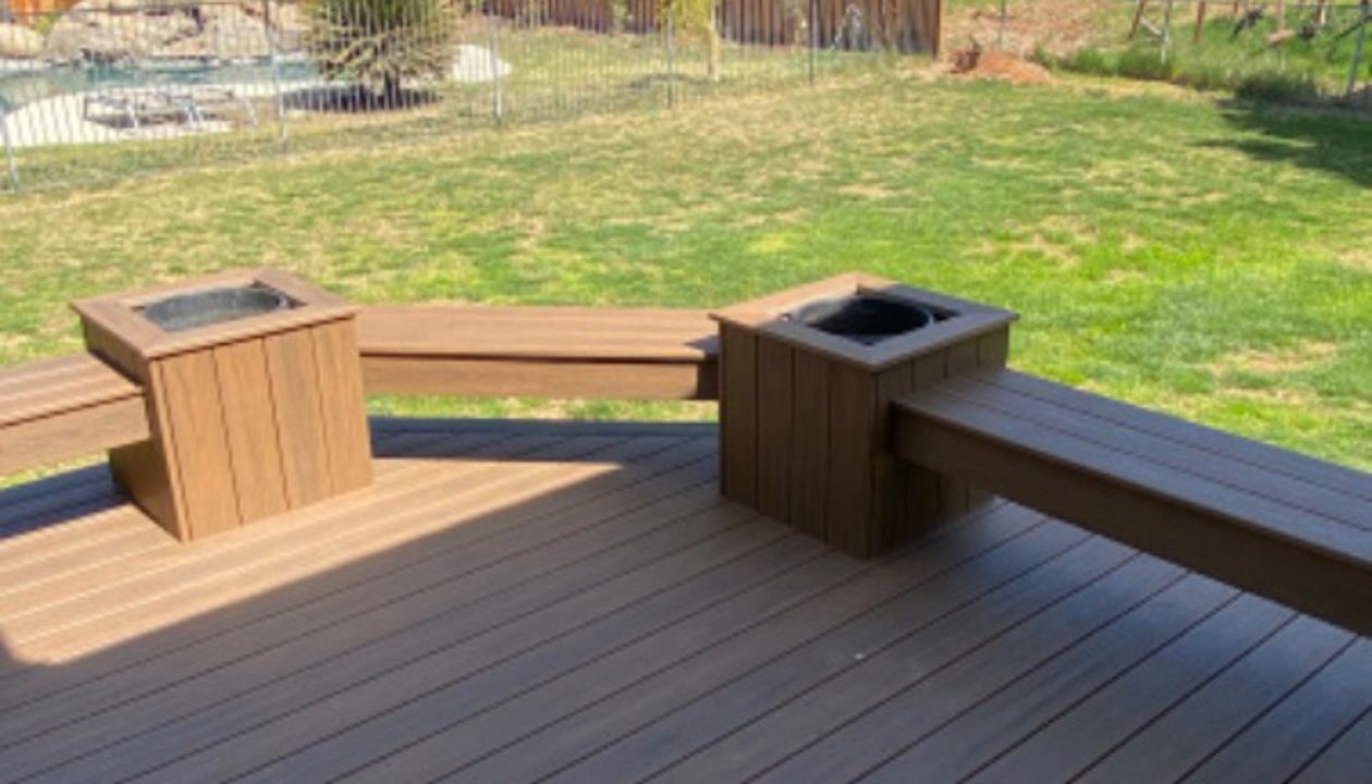 Trex decking porch and planter boxes