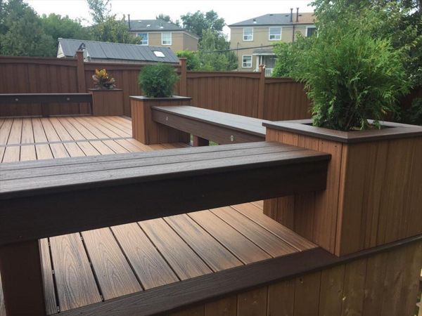 Trex  Transcend TROPICAL TIKI TORCH BENCH composite custom made flowerpot Vaughan Thornhill Toronto north York