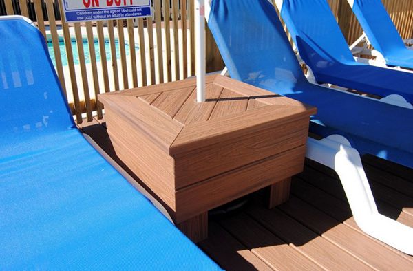 Trex cutoffs used to make umbrella and drink stand