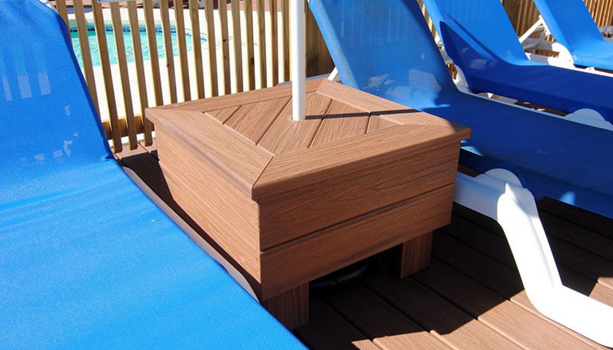 Trex cutoffs used to make umbrella and drink stand