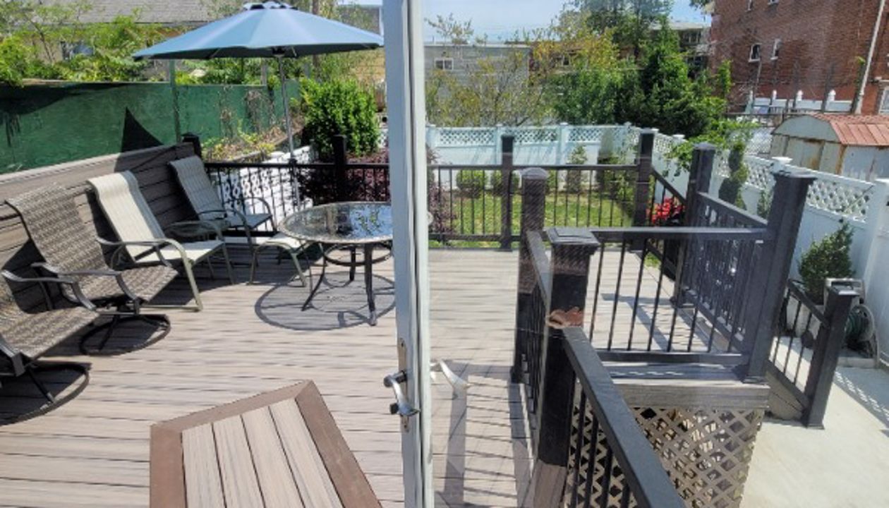 Trex Rocky Harbor backyard deck
