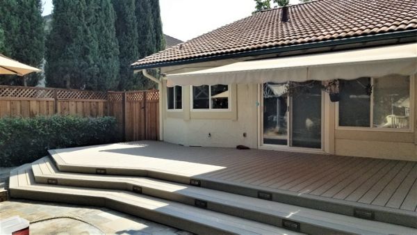 Custom Back Yard Deck San Ramon With Stair Lighting