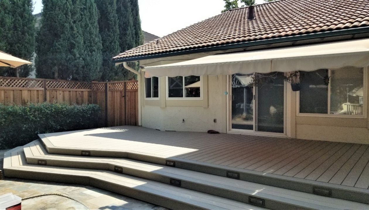 Custom Back Yard Deck San Ramon With Stair Lighting