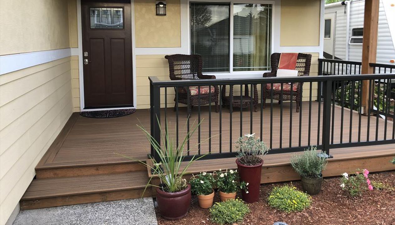 Trex Torino Brown decking with hidden fasteners. .