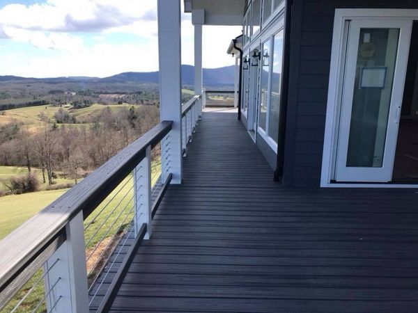 Trex Transcend Island Mist decking goes well with the siding and trim colors