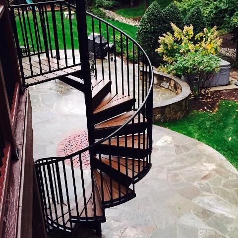 Spiral stairs with Trex treads add elegance