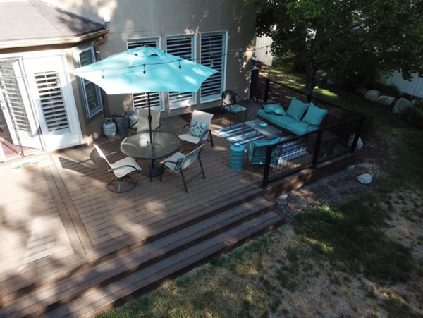 Trex Spiced Rum with Black Signature mesh Aluminum Railing near Draper, UT