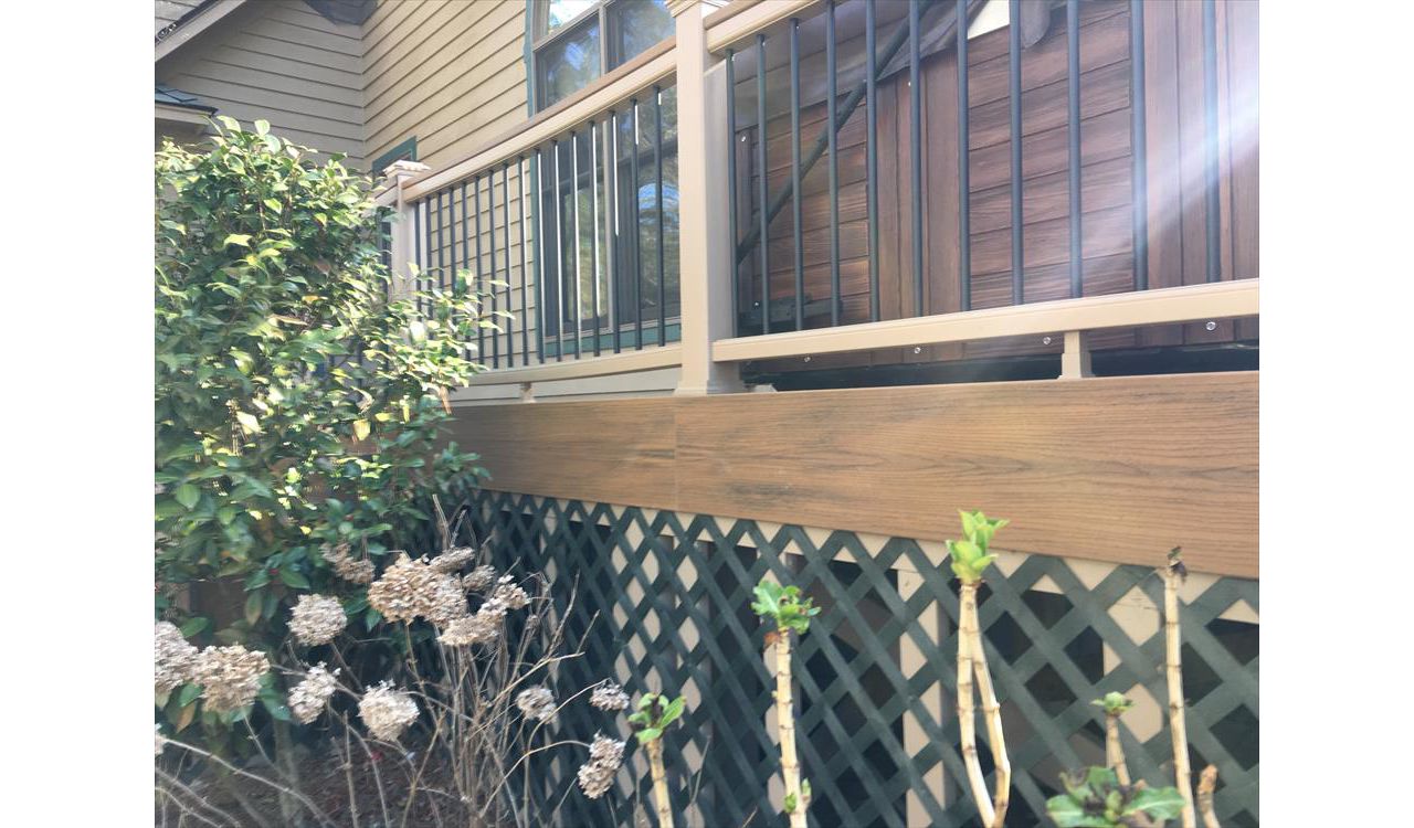 Trex Havana Gold fascia finishes out this phenomenal outdoor living space clean and consistent