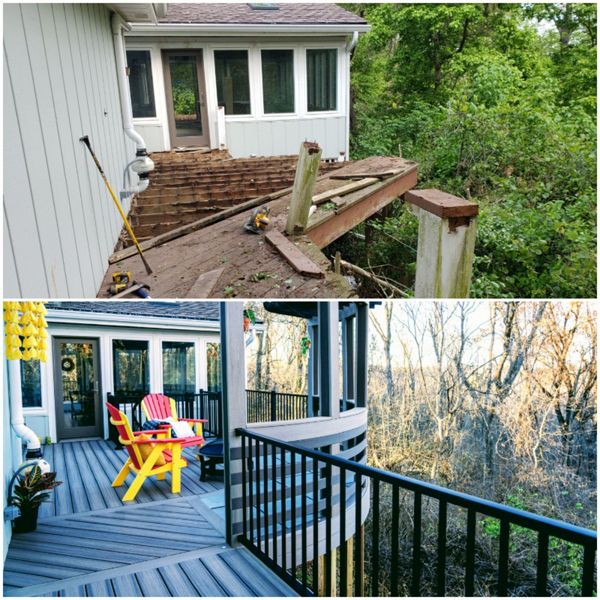 Godfrey, IL Before and After. Rocky Harbor Decking with Signature Railing