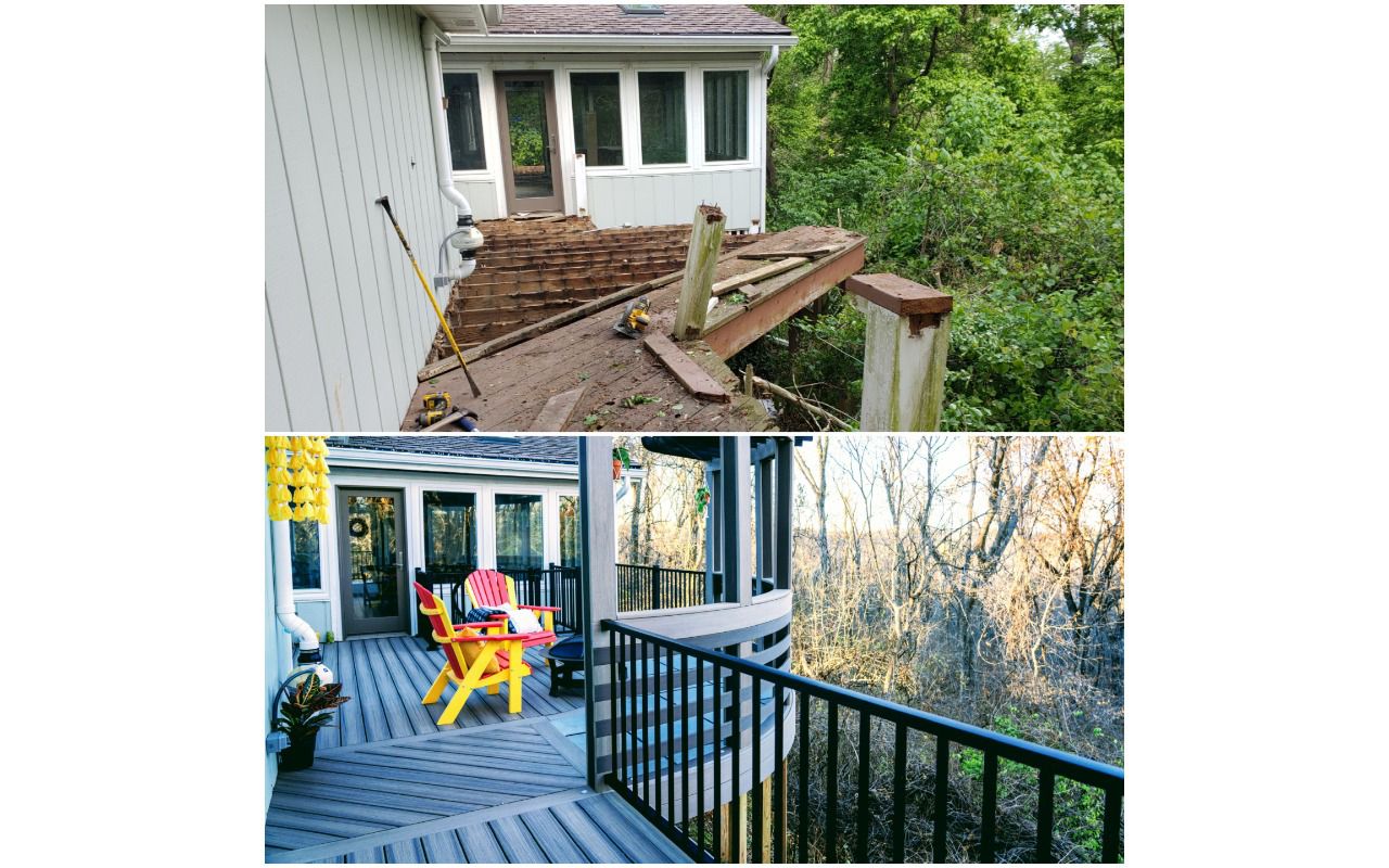 Godfrey, IL Before and After. Rocky Harbor Decking with Signature Railing