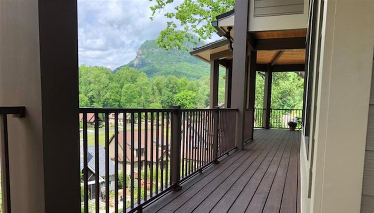 Trex Transcend Lava Rock walkway with Trex Signature Bronze railings will keep beautiful no matter the weather