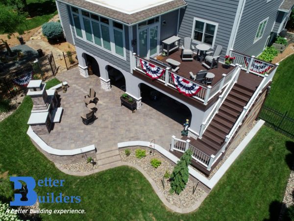 Trex Transcend decking and railing with Rain Escape - Better Builders of Iowa - Deck project in West Des Moines, IA