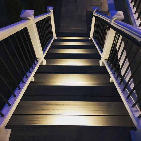 Trex Transcend Island Mist, Trex White Fascia, Trex Transcend Railing, Stair Lighting - Zionsville, Indiana