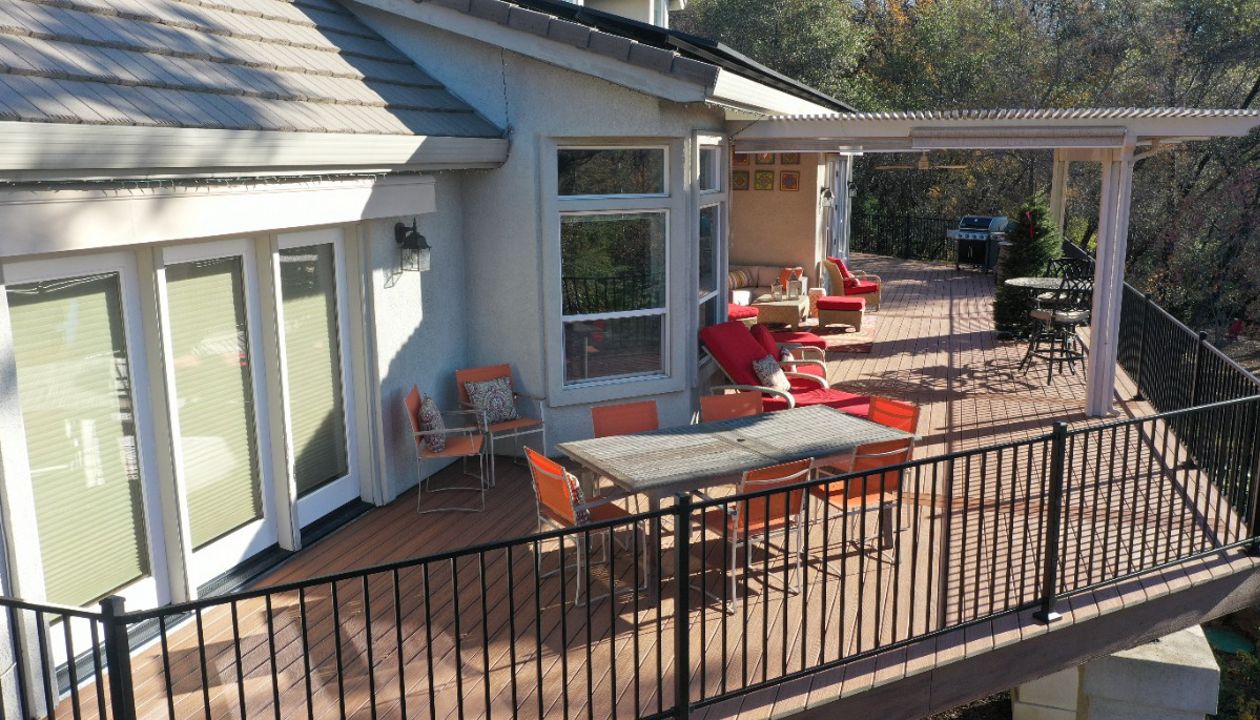 Trex Tiki Torch decking with timber frame