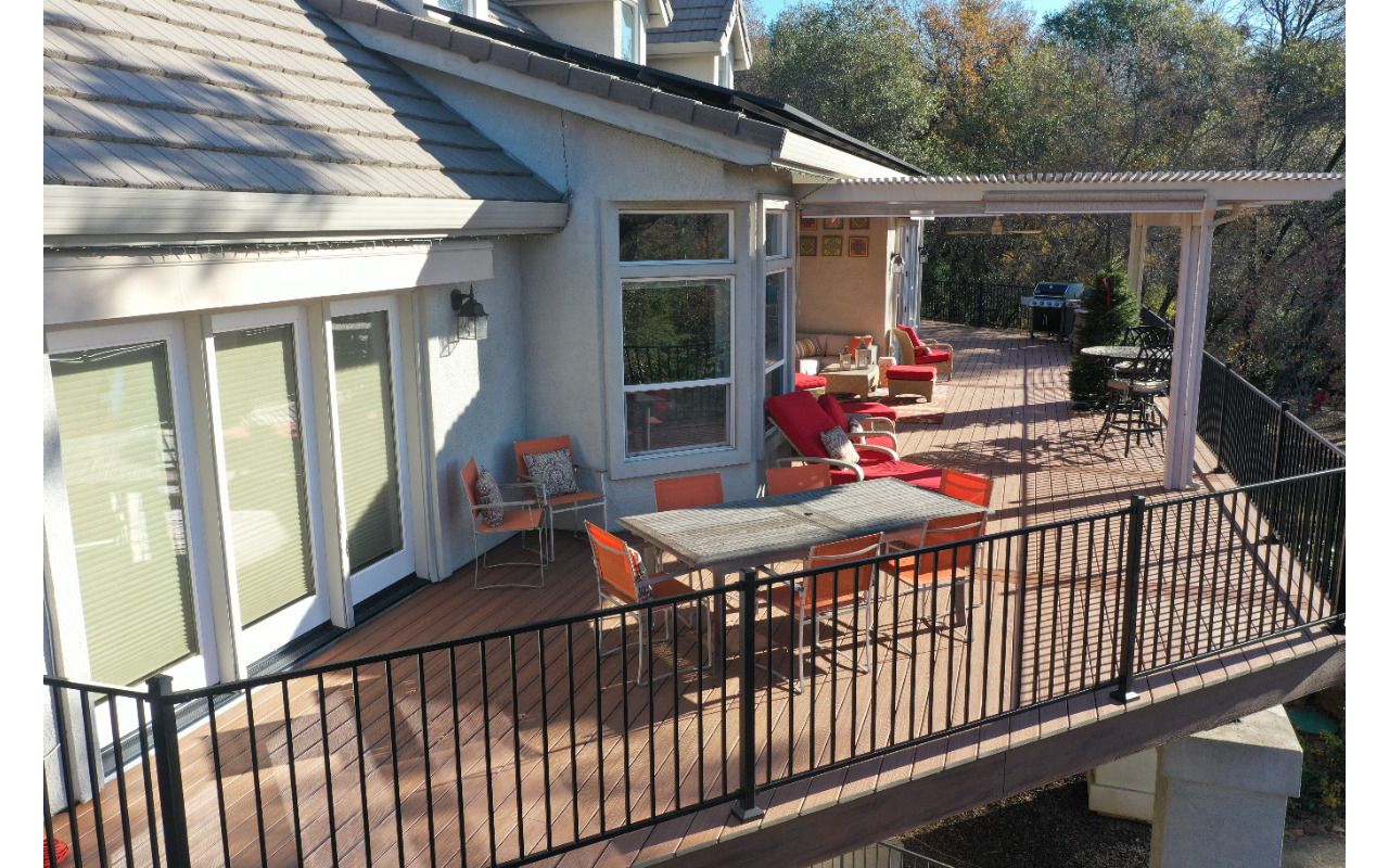 Trex Tiki Torch decking with timber frame