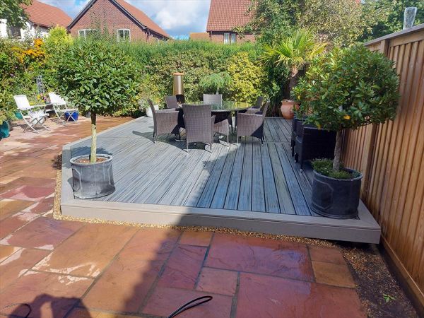 Trex Transcend Island Mist main area, Trex transcend gravel path outer field. Project in Folkestone