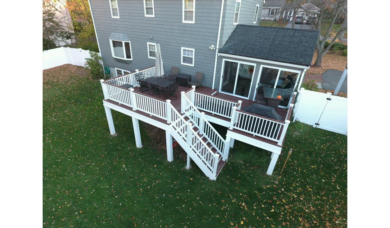 Vintage Lantern Decking, Trex Low Voltage Lighting, Transcend Railing