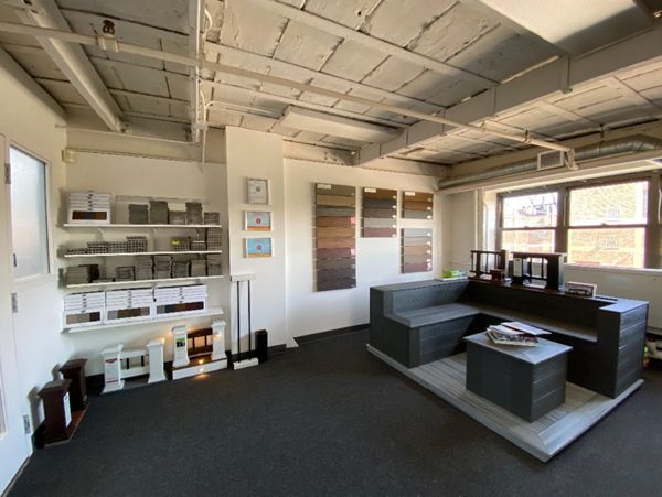 our office set up that displays all Trex material