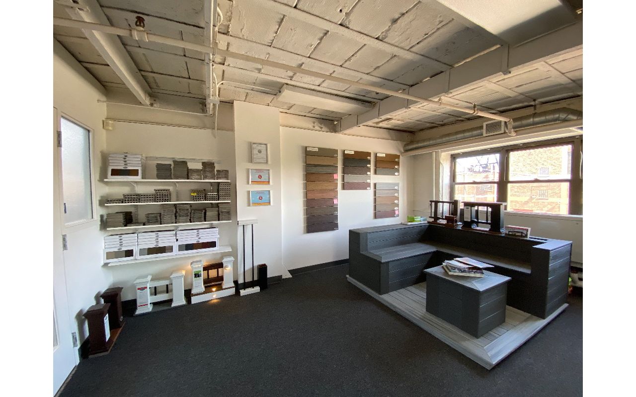 our office set up that displays all Trex material