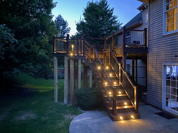 Trex deck with riser lights in Noblesville