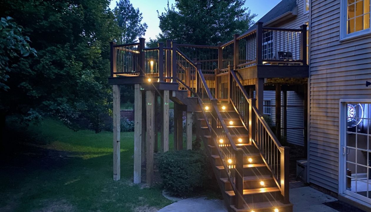 Trex deck with riser lights in Noblesville