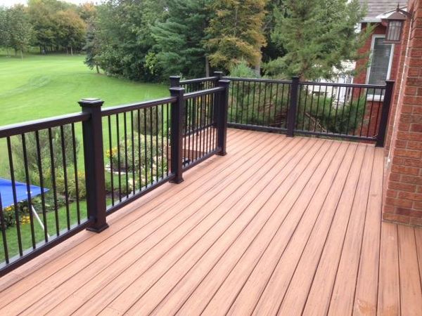 Tiki Torch Decking; Charcoal Black Railing