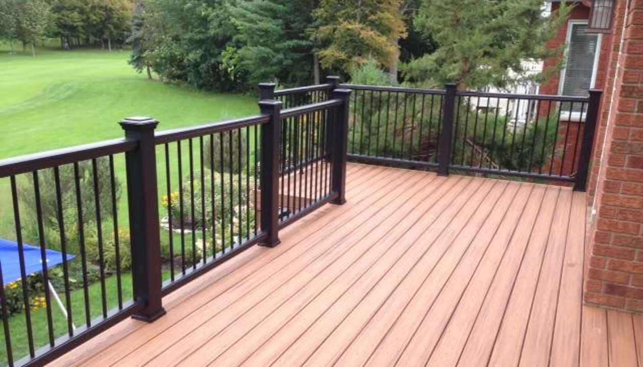 Tiki Torch Decking; Charcoal Black Railing
