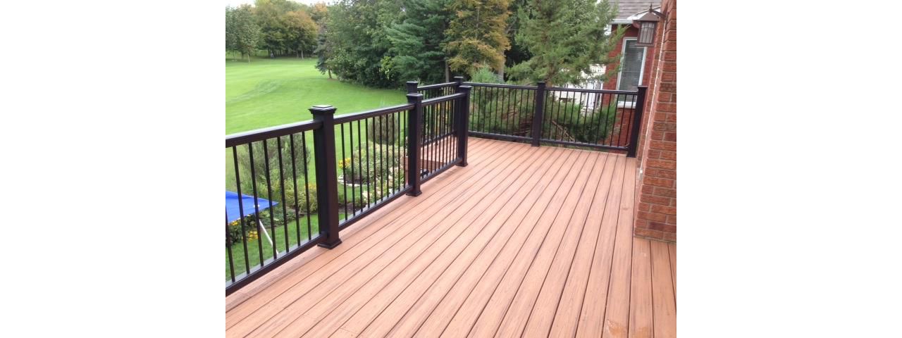 Tiki Torch Decking; Charcoal Black Railing