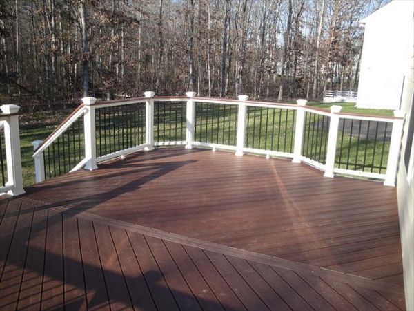trex fire pit flooring with white transcend railing