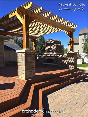 Trex Transcends Tiki Torch Deck, Pergola, West Des Moines