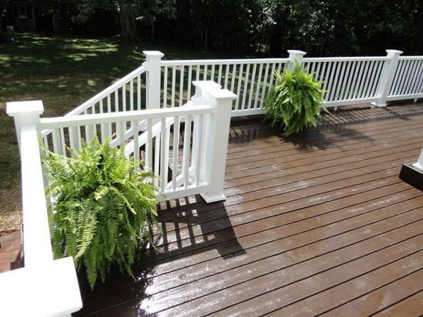 Transcend Fire Pit Decking looks great with white rails