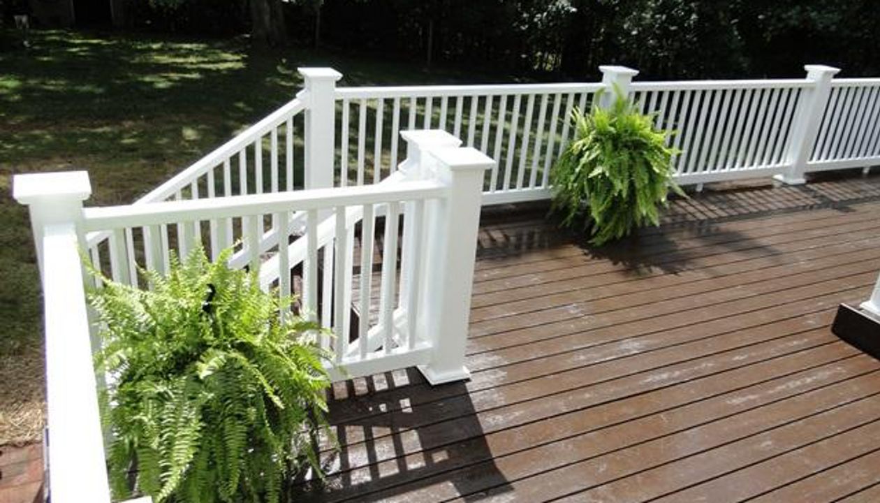 Transcend Fire Pit Decking looks great with white rails