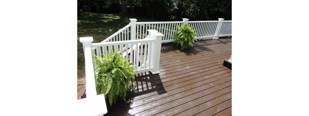Transcend Fire Pit Decking looks great with white rails