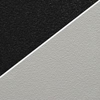 This image features a diagonal split between two textured surfaces, one black and one white. The surfaces have a rough, granular finish, creating a tactile visual effect. The composition is minimalistic, emphasizing the stark contrast between the two colors. No text, numbers, or identifiable brands are visible in the image.