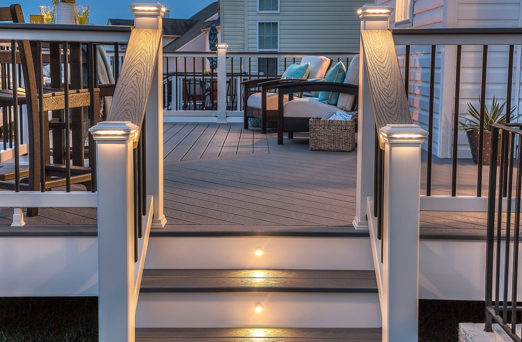 trex decking with railing and stairs