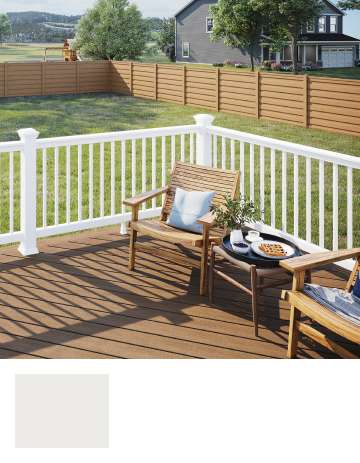 T-Rail with square, white composite baluster