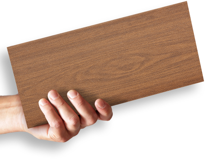 hand holding a board sample