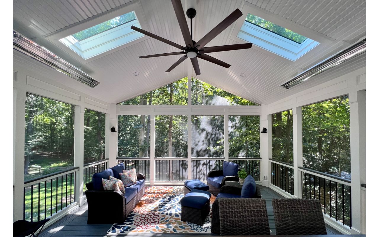 Trex Transcend Screened Porch w/ Skylights & Heaters