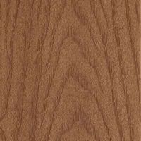 This image features a detailed close-up of a brown wood surface, showcasing a prominent and symmetrical grain pattern. The setting is neutral, focusing solely on the wood's organic lines and texture. The warm brown tones and natural finish evoke a rustic and earthy mood. No visible text, numbers, or identifiable brands are present in the image.