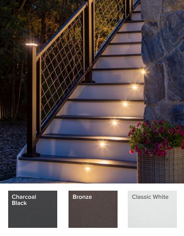 patio deck lighting ideas with stair