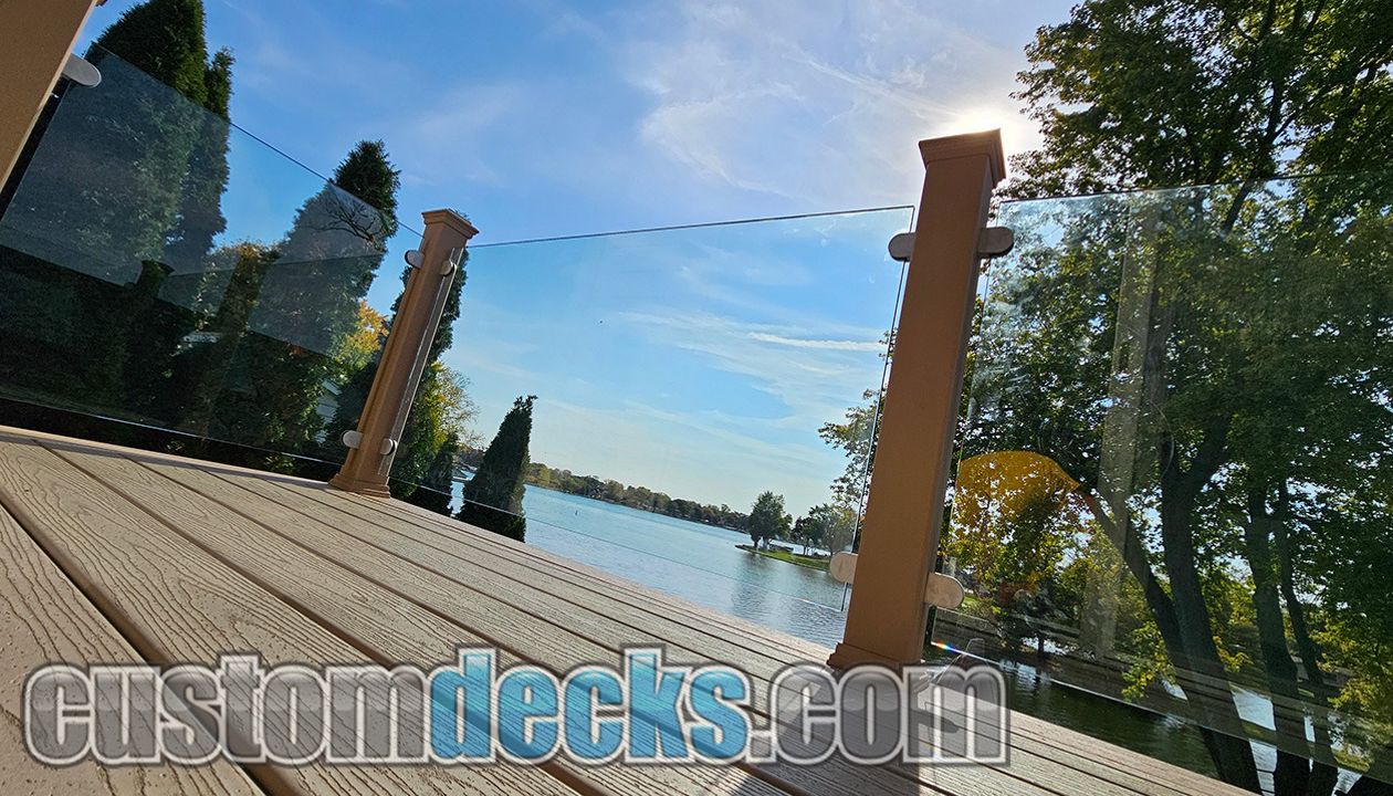 Transcends Rope Swing Decking with 1/2" Framless glass railing