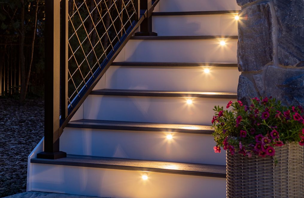 patio deck lighting ideas with stair