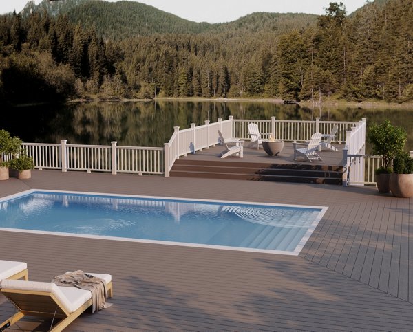 Decking with a pool by trees