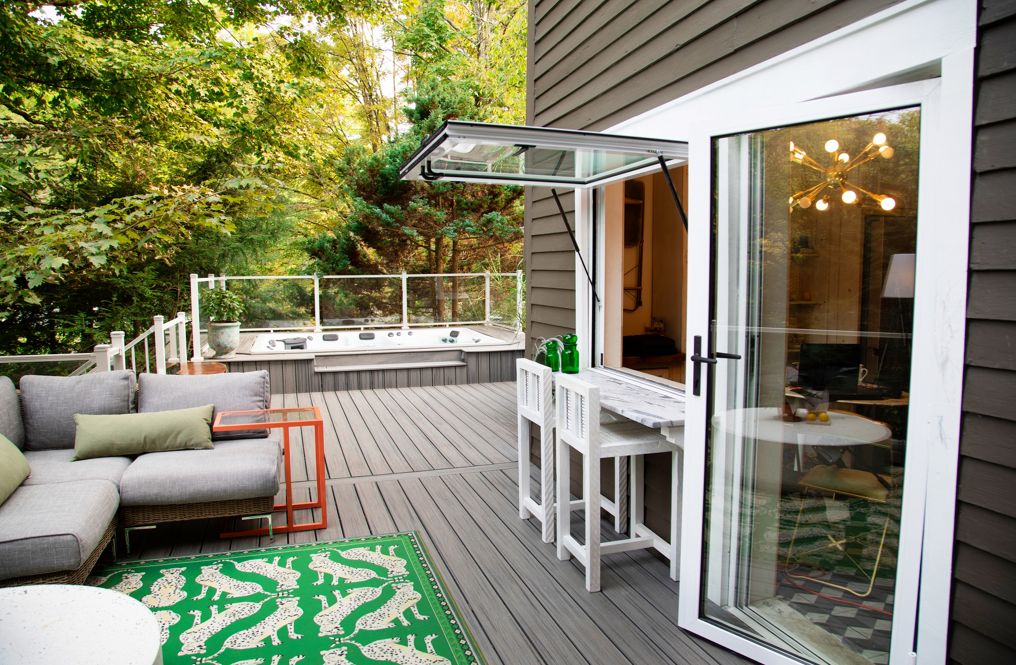 Premium Photo  A basketball hoop sits on a deck in a tropical