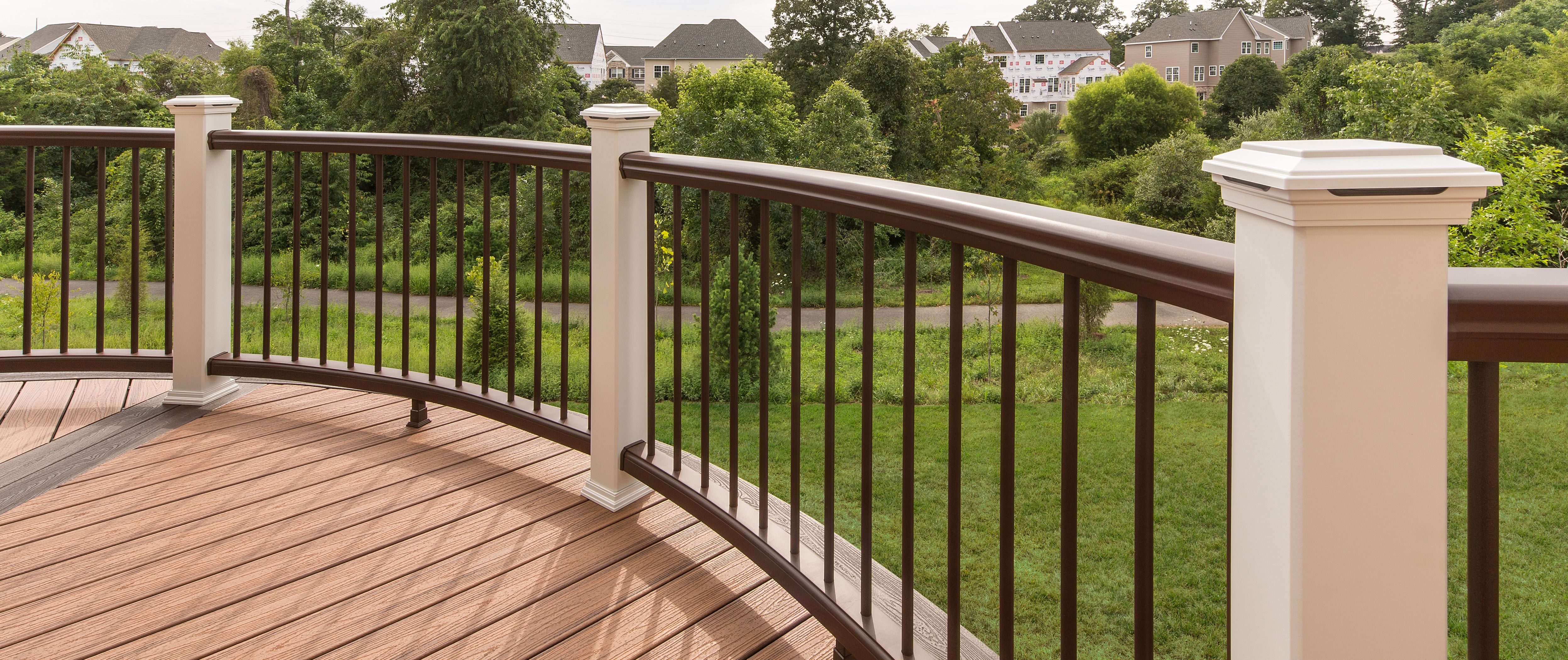 Salt-Lake-City-Trex-Transcend-Gravel-Path-Deck-with-Built-In-Benches-and-Back-Rail  - CFC Fences & Decks