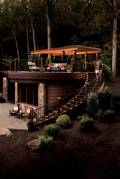 Deck lighting for outdoor backyard space